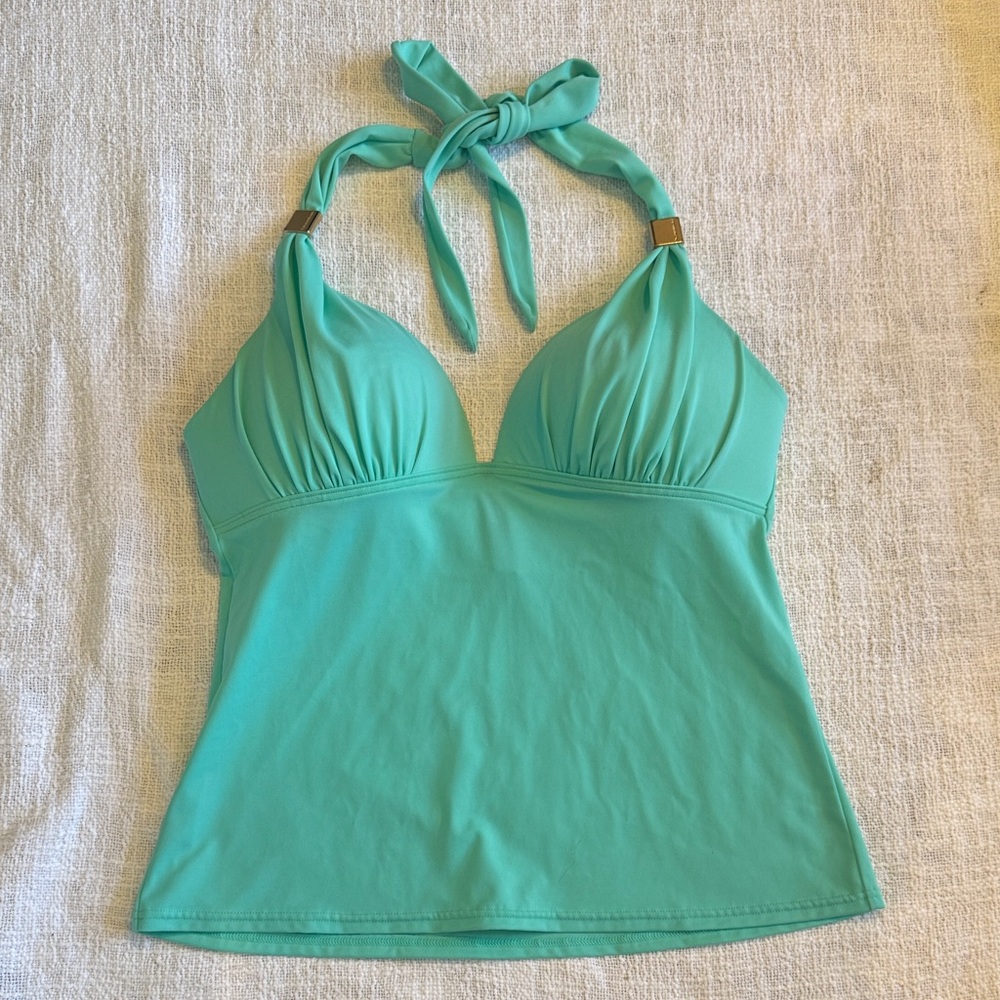 Victoria Secret The Forever Tankini Aqua Halter size M Neck Women's swimsuit Top